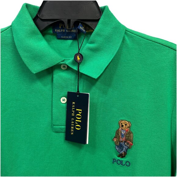 Polo Ralph Lauren Men's Medium Emerald Classic Fit Explorer Bear Mesh Polo Shirt - Picture 5 of 14
